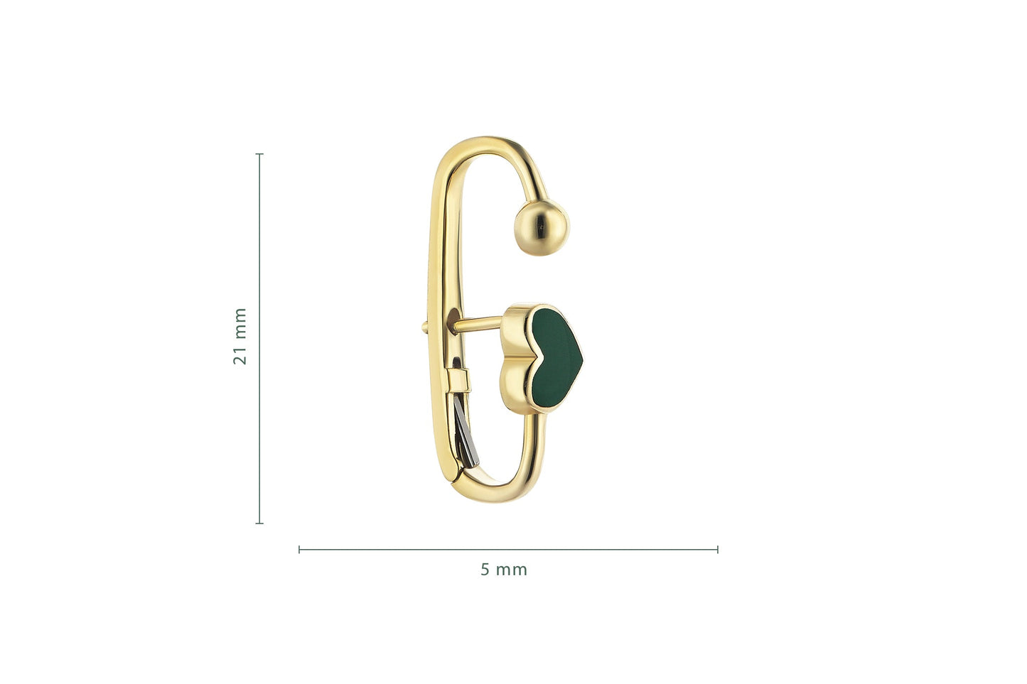 Green Heart Earcing