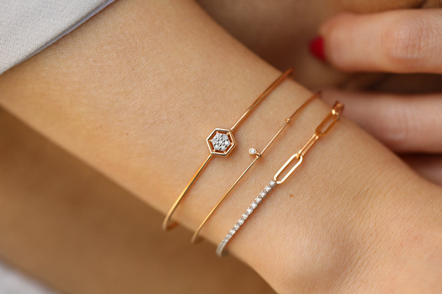 Hexa White Bangle