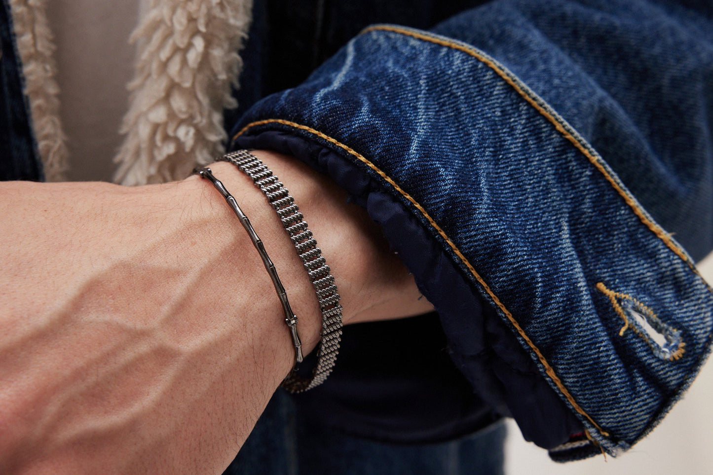 Bone Silver Bangle